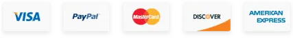 Visa, PayPal, Mastercard, Discover und American Express